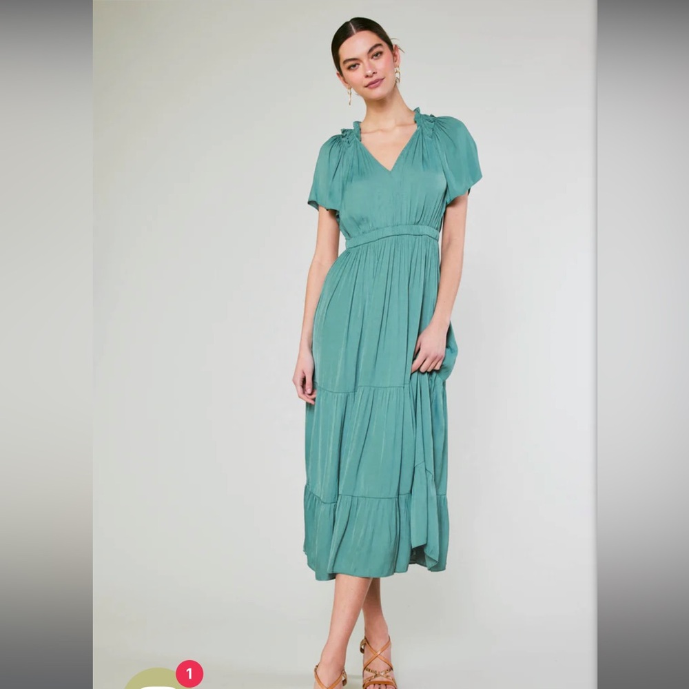 Current Air Teal Tiered Midi Dress